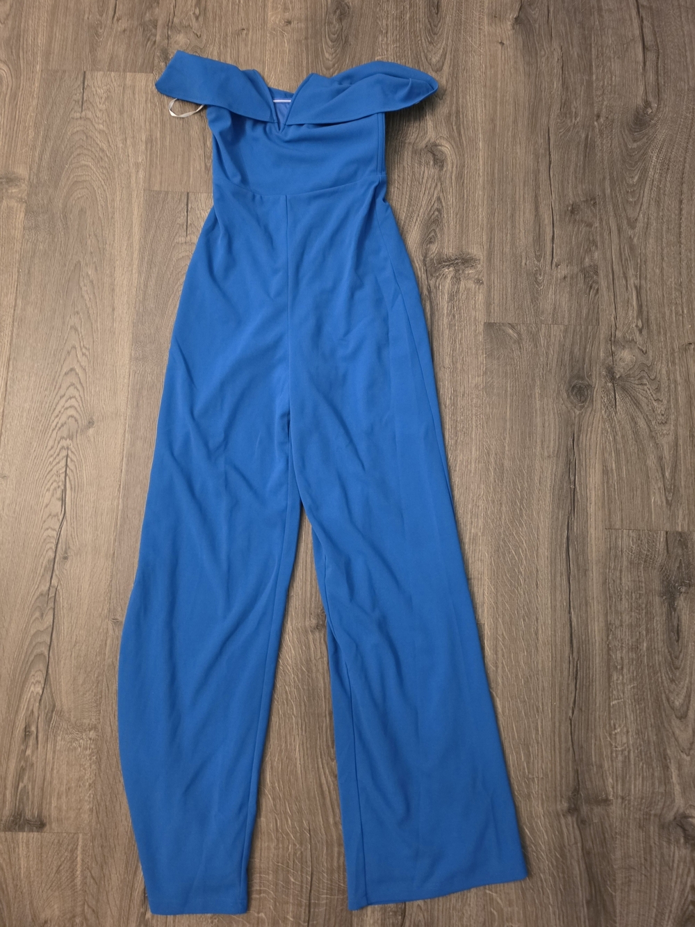 Lulu's Royal Blue Off-Shoulder Wide-Leg Jumpsuit